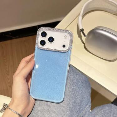 Imagem de SFDSUH Capa protetora brilhante com glitter para iPhone 16 Pro Max (Azul)