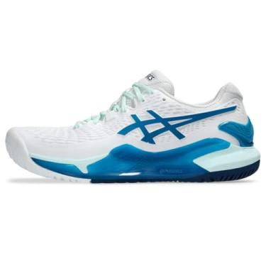 Imagem de ASICS Tênis feminino com resolução de gel 9 D, Branco/azul-petróleo, 6.5