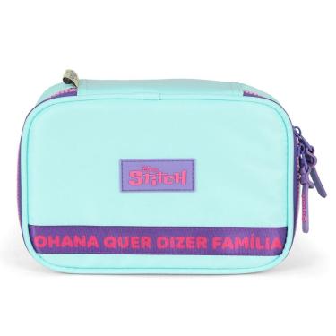 Imagem de Estojo Box Lilo Stitch Disney Turquesa Juvenil Escola Menina