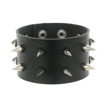 Imagem de Pulseira Unissex De Couro PU Punk Rock Hip Hop Com Caveira, Coração, C