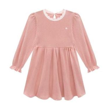 Imagem de Vestido Curto Infantil em Malha Canelada Manga Longa Somnii-Feminino