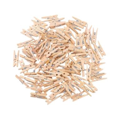 Imagem de 50-200 peças 2,5 cm Mini clipes de madeira artesanais artesanato decorativo clipes de foto prendedor de roupa decoração artesanato clipes de escritório em casa (200 peças)