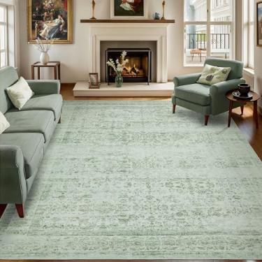 Imagem de Dotiiorug Tapete vintage lavável 20 x 25 cm para sala de estar, tapete antiderrapante antiderrapante para área grande, macio, interior resistente a manchas, tapete com estampa floral para quarto, sala