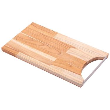 Imagem de Tábua Madeira Alça Em Aço Inox Teca 35Cm X 20Cm X 2Cm