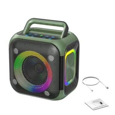 Imagem de Heayzoki Alto-falante Portátil Bluetooth 5.4, Alto-falantes Sem Fio de Alta Potência de 30 W Com Luzes RGB, Bateria Embutida de 6000mAh para Viagens de Festa (Verde)
