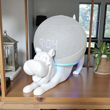 Imagem de Suporte Alexa Echo DOT 4 E DOT 5 CACHORRO COM PREGUIÇA. Presente, decoração, som, stand de mesa Amazon, música, hobbie