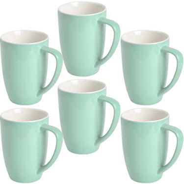 Imagem de homEdge Conjunto de canecas de porcelana, copo de 473 ml para chá, latte, mocha, chocolate quente, conjunto de 6, turquesa