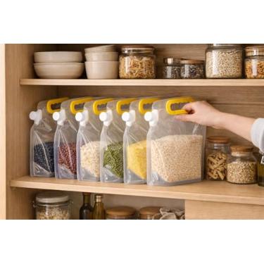 Imagem de Kit 12 Sacos Herméticos 1,5L para Armazenar Grãos e Alimentos – Tampa de Rosca, Reutilizáveis, Organizadores de Cereais e Mantimentos