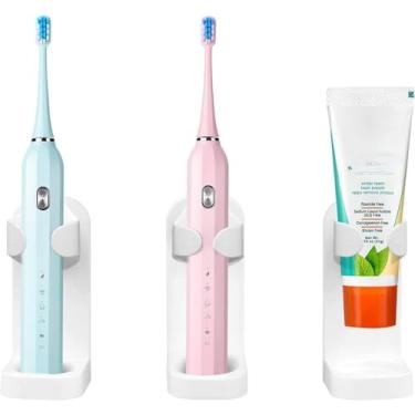 Imagem de Pacote com 2 suportes de escova de dentes elétricos para banheiro, organizador de escova de dentes elétrica, armazenamento de escova de dentes de banheiro para economia de espaço, suporte de escova de