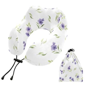 Imagem de Burbuja Almofada de pescoço de flores para viagem, almofada de viagem de espuma viscoelástica para suporte de cabeça de carro de avião dormindo, lavável na máquina e portátil