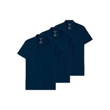 Imagem de Kit com 3 Camisetas Polo Masculina Malwee 1000004429 Cinza-Masculino