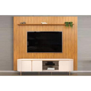 Imagem de Rack Bancada c/ Painel p/ TV até 75 Pol Trento/Ariana Ripado Portas e 