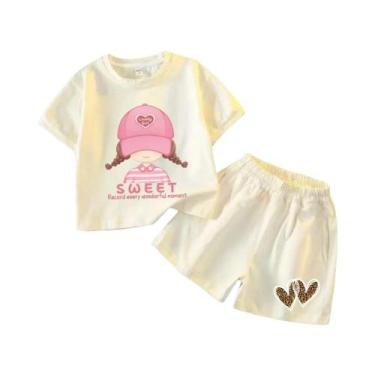 Imagem de Conjunto De Roupas Infantis De Verão Para Meninas Com Estampa De Desen