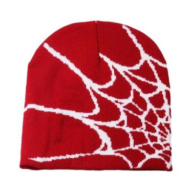 Imagem de Gorro Unissex Quente De Tricô Com Design De Teia De Aranha, Estilo Y2K