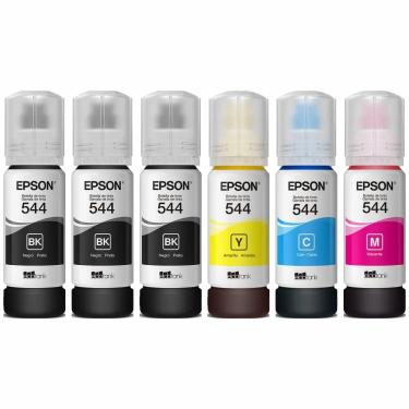 Imagem de Kit 6 Tintas 544 Refil para Impressora Epson T544 L3110 L3150 L5190 - Combo economico 6 unidades