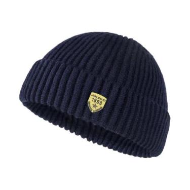 Imagem de Gorro De Lã Tricotado Para Homens, Cor Sólida, Estilo De Rua Para Casa
