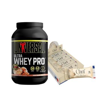 Imagem de Kit Ultra Whey Pro 900g Universal + Barra de Proteína Premium Display 12un Chef Whey-Unissex