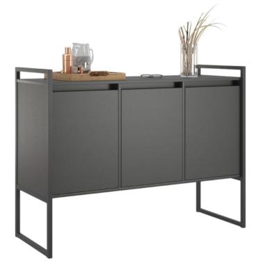 Imagem de Buffet Aparador Industrial 3 Portas Para Sala De Jantar Preto Onix
