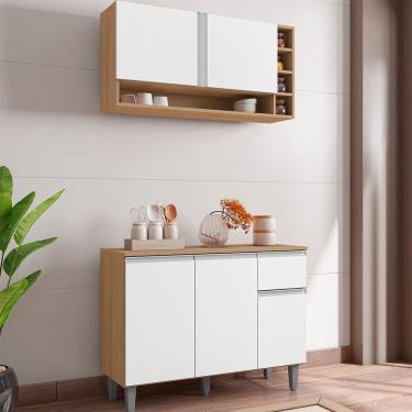 Imagem de Kit Cozinha Vanessa Armario e Aereo Completo Multiuso AJL Moveis