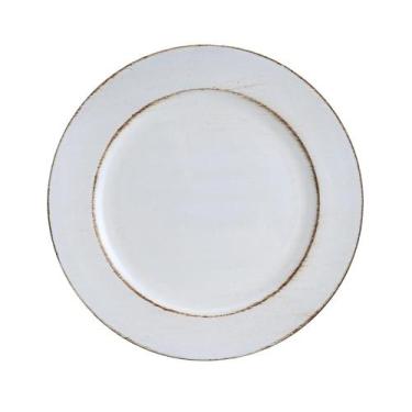 Imagem de Sousplat Patinado Lyor Opala Branco de Plástico 33cm