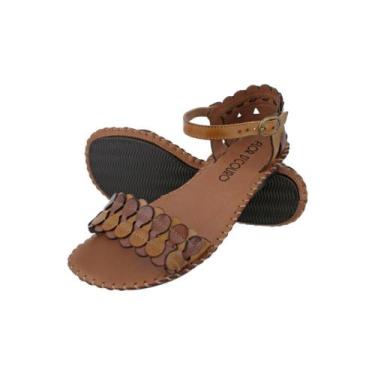 Imagem de Sandalia Conforto Casual Flor d' Couro com Detalhe Recorte e Fivela La