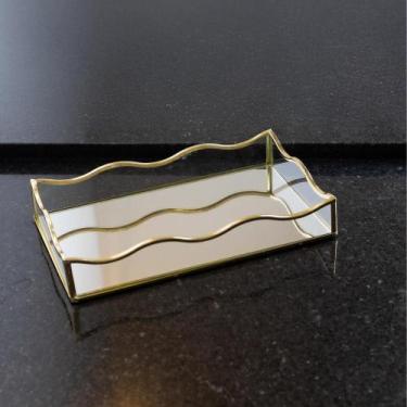 Imagem de Bandeja com Espelho Lyor Ocean 15cm x 25cm x 4cm Dourada