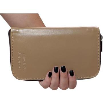 Imagem de Carteira Feminina Longa Com Zipe Em Couro Legitimo Espaçosa Pratica - 