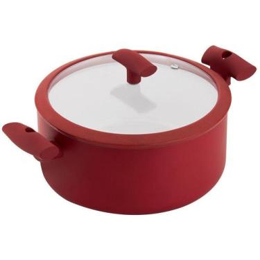 Imagem de Caçarola Hercules Redonda Antiaderente Ceramica Indução Vermelha 24x10