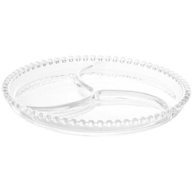 Imagem de Petisqueira De Cristal Pearl Mesa Posta Amendoim Castanhas Com 3 Divis