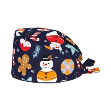 Imagem de Touca Cirúrgica Reutilizável De Algodão 100% Com Estampa De Natal Para