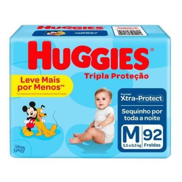 Imagem de Fralda Huggies Tripla Proteção - Tam. M 5,5 a 9,5kg 92 Unidades, M, 92