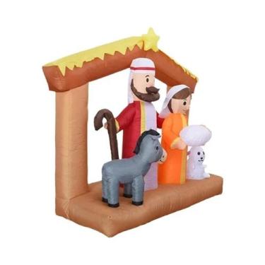 Imagem de Decoração Inflável De Natal Para Jardim De 1,8m Com LED: Presépio Sagr