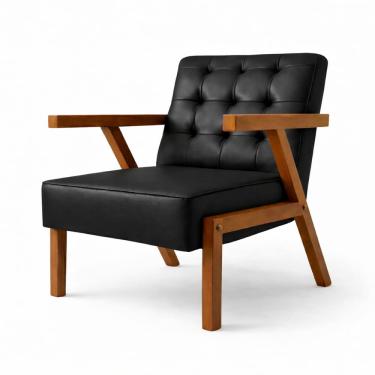 Imagem de Conjunto 2 Poltronas Corino Zara Capitone Moderna Decorativa Braços Assimétricos 64cm Para Sala Escritório