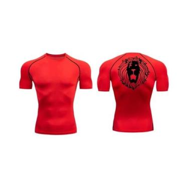 Imagem de Camiseta De Compressão Masculina De Secagem Rápida Com Estampa De Leão