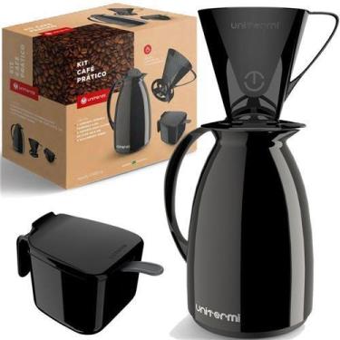 Imagem de Garrafa termica acucareiro e coador unitermi, PRETO