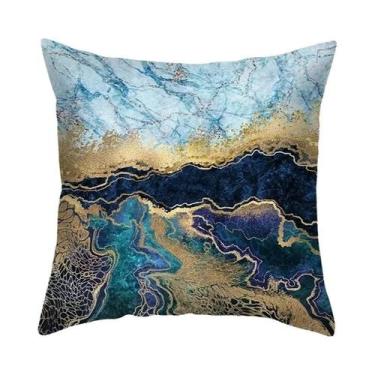 Imagem de Capa De Almofada Com Textura De Mármore Dourado Multicolorido, Estilo 