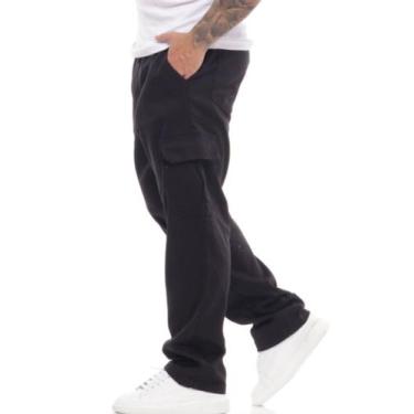 Imagem de Calça Cargo Masculina 5 Bolsos skate StreetWear Larga Prata Caqui Bege