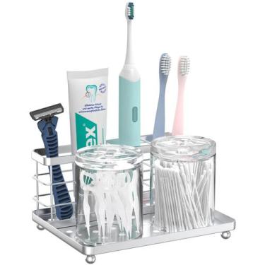 Imagem de Porta-escovas de dentes Luxspire de 3 ranhuras em aço inoxidável prate