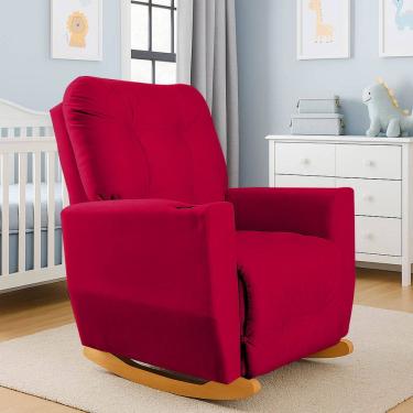 Imagem de Poltrona de Amamentação Balanço Suede Antonella Puff Vermelho
