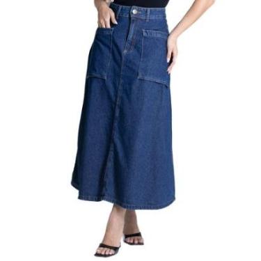 Imagem de Saia Jeans Sawary Midi - 281616 - Azul médio 46-Feminino
