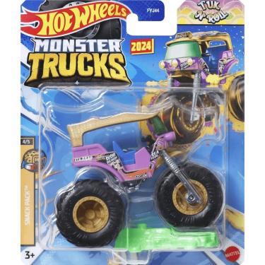 Imagem de Carrinho Hot Wheels Monster Trucks Tuk 'N' Roll com Roda Livre e Pneus Gigantes para Aventuras Radicais Mattel