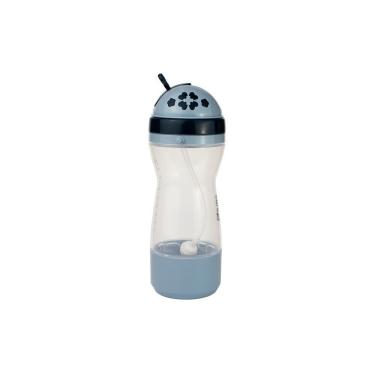 Imagem de Garrafa Infantil Travel com porta-lanchinho e Canudo Retrátil em Silicone 380ML Tampa anti-vazamento Azul