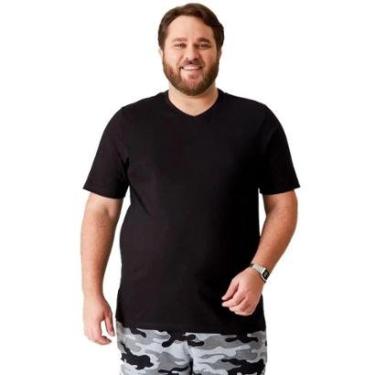 Imagem de Camiseta Masculina Gola V Plus Size Malwee - AZUL MARINHO - G4-Masculino