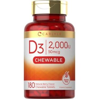 Imagem de Suplemento Carlyle de vitamina D3 mastigável 2000 UI (50mcg) x180-Unissex