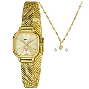 Imagem de Relógio LINCE feminino kit dourado LQGM078L23 K0L5C1KX