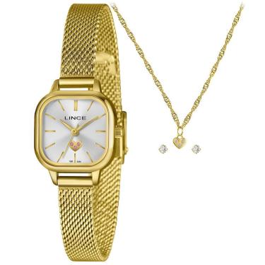 Imagem de Relógio LINCE feminino kit dourado LQGM078L23 K0L6S1KX