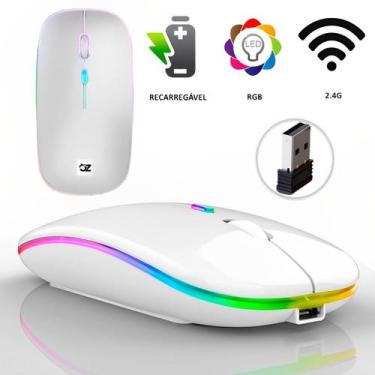 Imagem de Mouse Sem Fio 2.4 ghz Optico Recarregável Gamer USB Led Rgb Wirelles U
