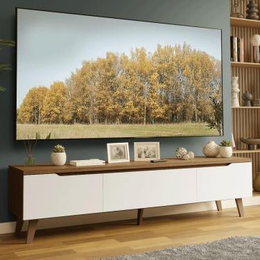 Imagem de Rack para TV até 80 Polegadas 180 cm 2 Portas 1 Gaveta Rustic/Branco Nilo Madesa