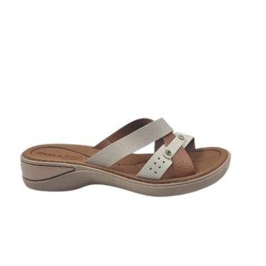 Imagem de Tamanco feminino terra e agua - 481012sf - off white / aura / caramelo