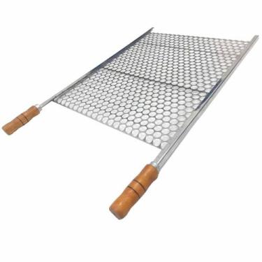 Imagem de Grelha Moeda Inox Para Churrasco 6072 Cabo Madeira E Ponta - Ldo